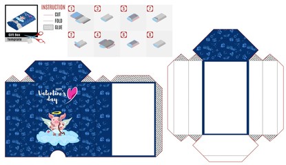 Obraz premium blue box casket pattern for carving for the holiday of love