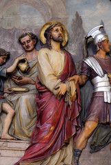 1st Stations of the Cross, Jesus is condemned to death, Basilica of the Sacred Heart of Jesus in...