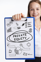 Business, technology, internet and networking concept. Young entrepreneur showing keyword: Private...