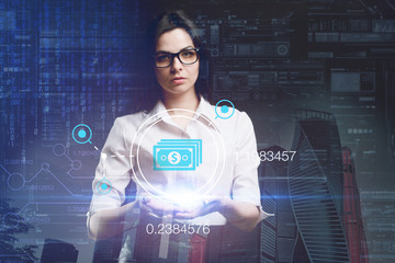 The concept of business, technology, the Internet and the network. A young entrepreneur working on a virtual screen of the future and sees the inscription: