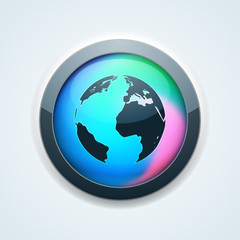Earth Planet button holographic style illustration