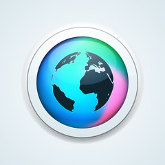 Earth Planet button holographic style illustration