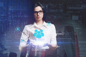 The concept of business, technology, the Internet and the network. A young entrepreneur working on a virtual screen of the future and sees the inscription: