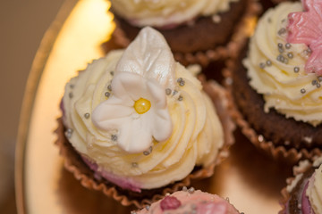 Cupcake  with  whipped cream  at wedding