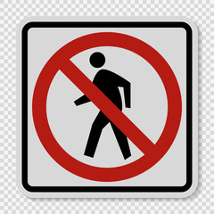 No Pedestrian Traffic Sign on transparent background