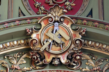 Detail of altar in the Basilica of the Sacred Heart of Jesus in Zagreb, Croatia