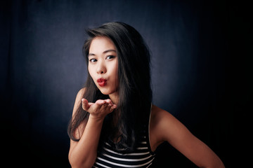 Woman flirting at camera