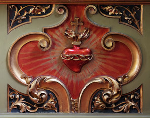 Sacred Heart of Jesus detail of altar in the Basilica of the Sacred Heart of Jesus in Zagreb,...