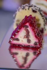chicken gelatin with cranberries and  beet