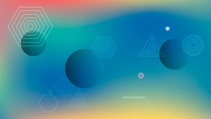 Color geometric gradient, futuristic background. Element of modern design wallpaper, background, packaging. Bright color lines, abstract shapes, dots.  Background in minimalist style.