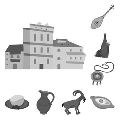 Isolated object of attributes and tourism logo. Set of attributes and national stock symbol for web.