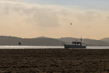 Obraz premium winter sea sunset