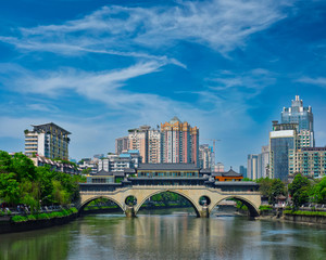 Anshun bridge at day. Chengdu, China