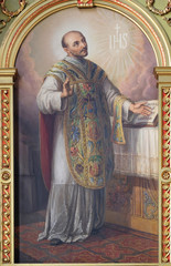 Saint Ignatius of Loyola, altarpiece in the Basilica of the Sacred Heart of Jesus in Zagreb,...