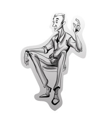 Man sitting on a chair Vector sketch. Idea concept. Storyboard cartoon character illustrations