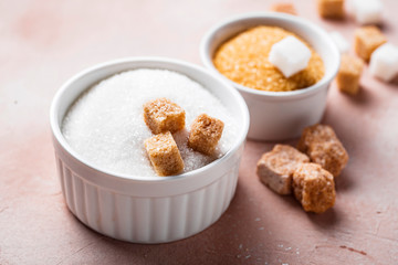 White and brown cane sugar