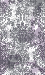 Rococo texture pattern Vector. Floral ornament decoration old effect. Victorian engraved retro design. Vintage fabric decors. Lavender colors