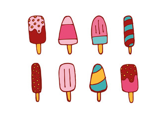 Set of ice cream line icons, vector eps10 illustration