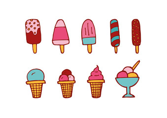 Set of ice cream line icons, vector eps10 illustration