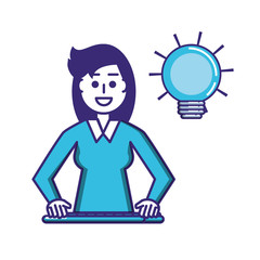 elegant businesswoman with bulb