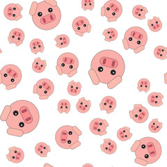 Seamless pattern of pig head.