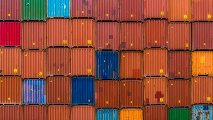 Container stack background, Stack of container, Logistic Import Export business.