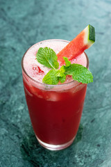 Watermelon drink with mint leaves
