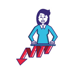 elegant businesswoman with arrow statistics