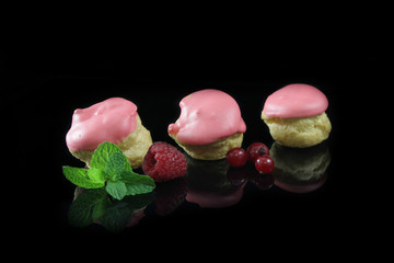 perfect profiteroles with pink glaze