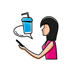 woman using smartphone shopping soda