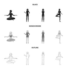 Isolated object of posture and mood sign. Set of posture and female stock vector illustration.