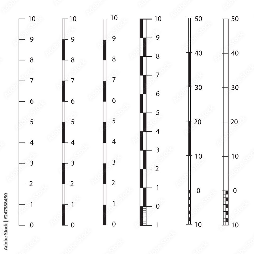 Poster vector map scales graphics for measuring distances . set of metric rulers in flat style. measuring s