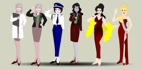   Happy International  Woman Day. Lady cartoon character  on isolated background.