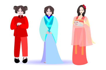   Happy International  Woman Day. Lady cartoon character  on isolated background.