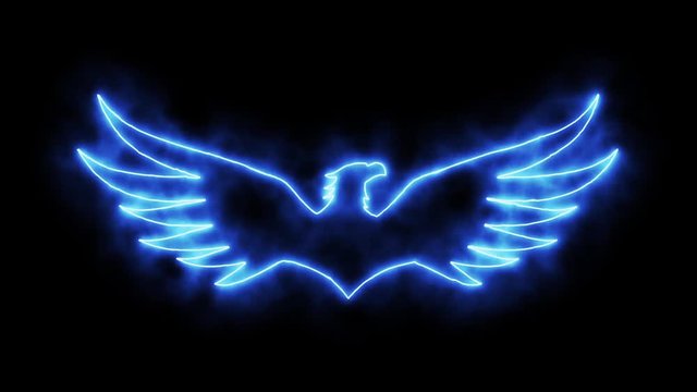 Blue Burning Eagle Animated Logo Loopable Graphic Element