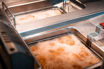 Deep fry preparation, details and close up shots of the classic 