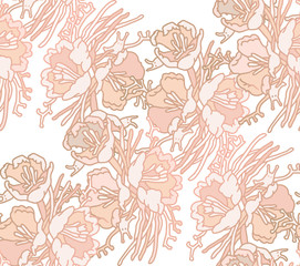 Floral seamless pattern. Hand drawn illustration. Vector artwork.