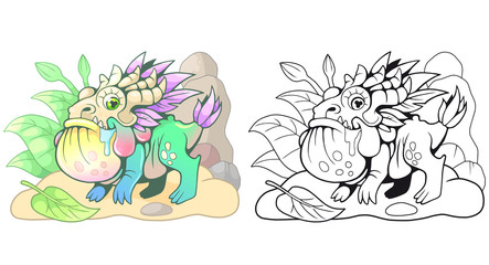 cute little cartoon toad dragon funny illustration