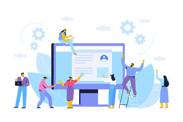 Business concept. Partnership. Team working, cooperation. Vector illustration in flat design style.