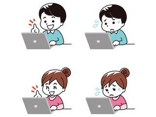 ノートパソコンと若い男女