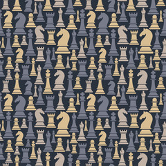 Seamless pattern with chess pieces. Vector illustration design.