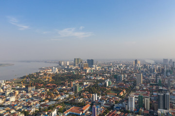 Naklejka na ściany i meble Landscape Phnompenh on January - landsmarks Cambodia - 31 Jan 2019