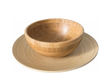 Round wooden bamboo cups