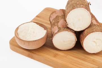 Raw cassava starch - Manihot esculenta. on white background