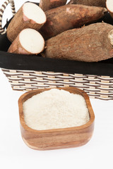 Raw cassava starch - Manihot esculenta. on white background