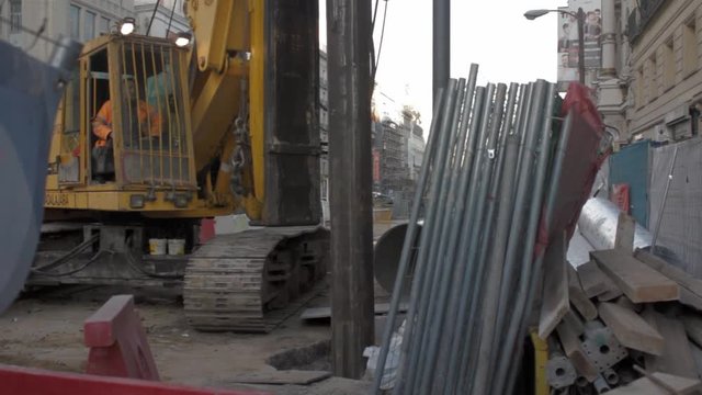 Crane drilling in Madrid city center