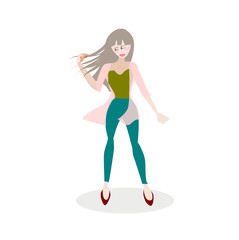 Woman flat cartoon character  on isolated background