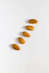 almond nuts on a white background