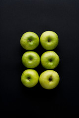 Granny Smith Apple On Black Background