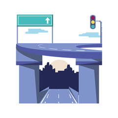city road with traffic signal scene icon
